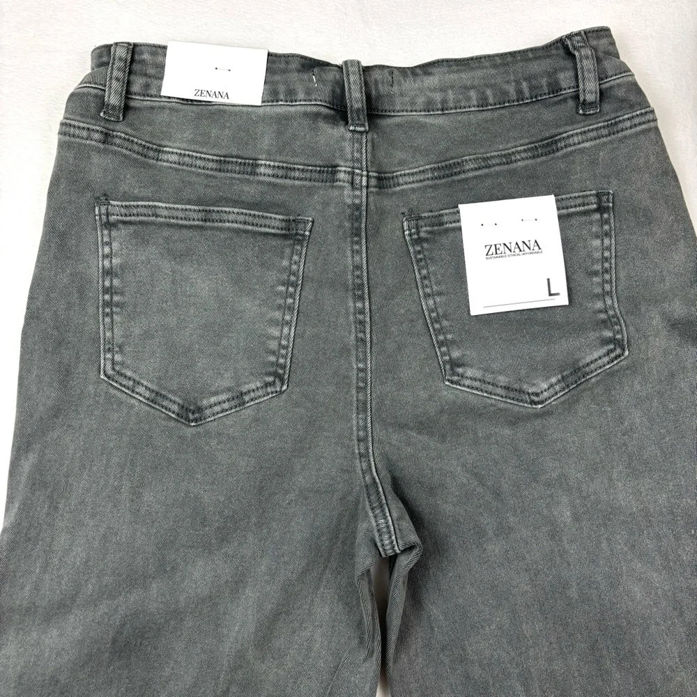 NWT Zenana Azriel High Rise Straight Leg Flat Front Raw Hem Ankle Jeans Size L - Picture 8 of 16